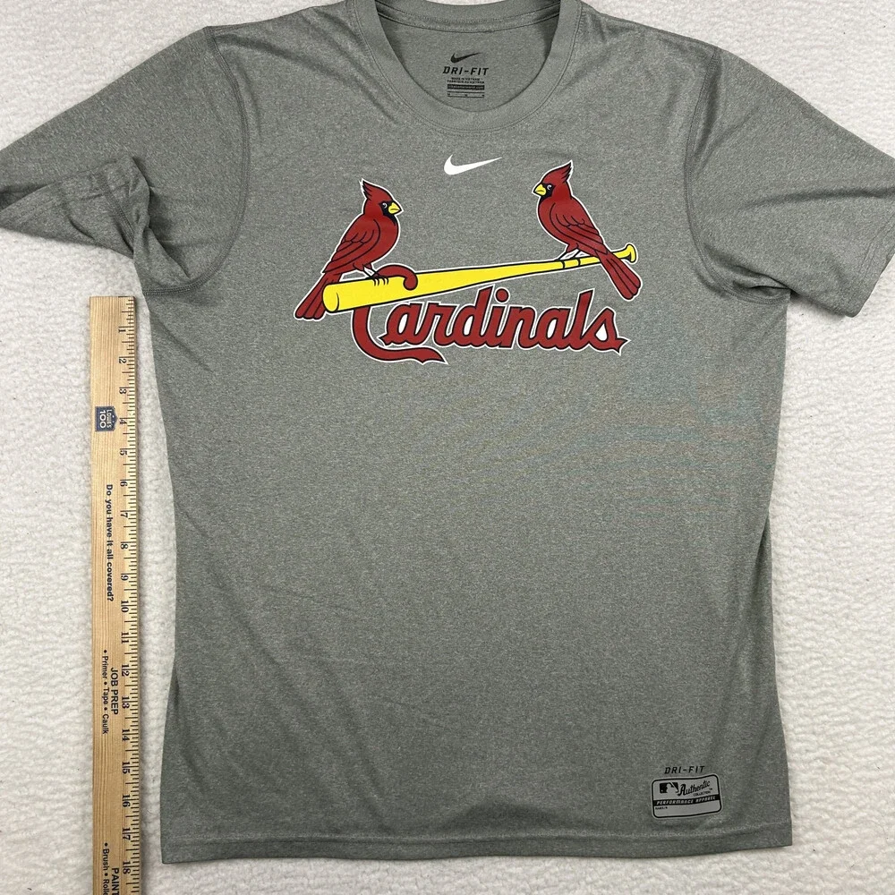 Nike St. Louis Cardinals Shirt Mens Medium Gray Dri-Fit MLB Authentic Logo